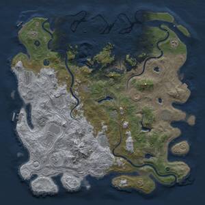 Thumbnail Rust Map: Procedural Map, Size: 5000, Seed: 17896, 17 Monuments