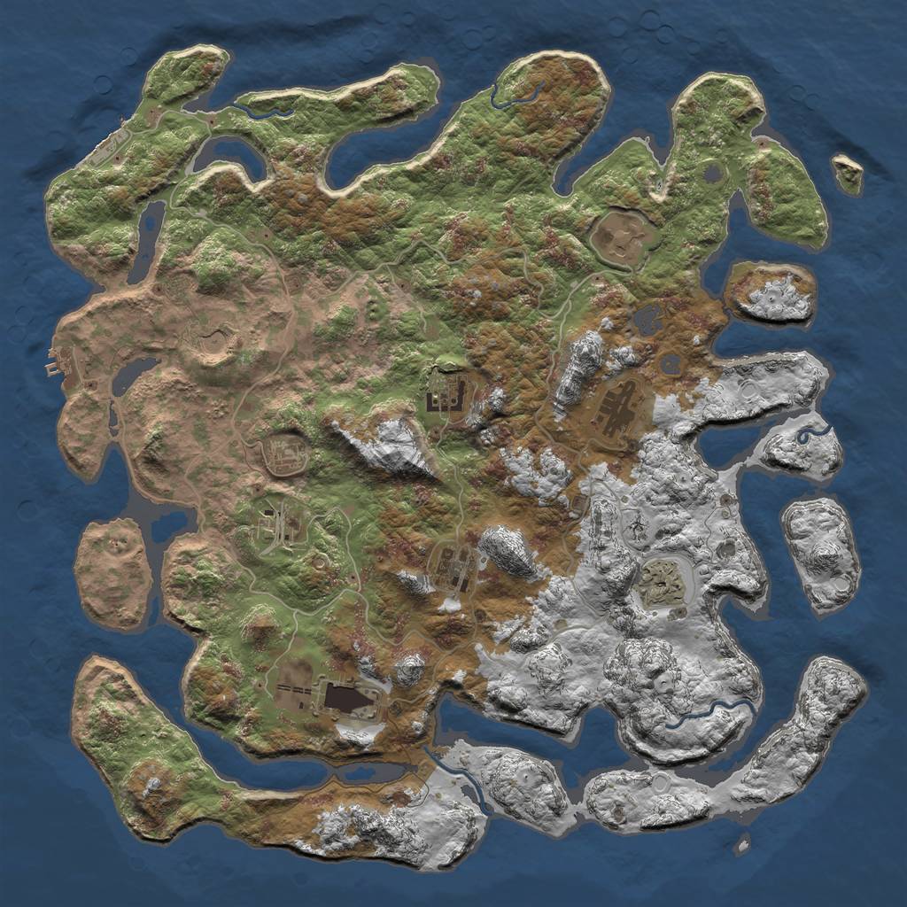 Rust Map: Procedural Map, Size: 4500, Seed: 494744183, 16 Monuments