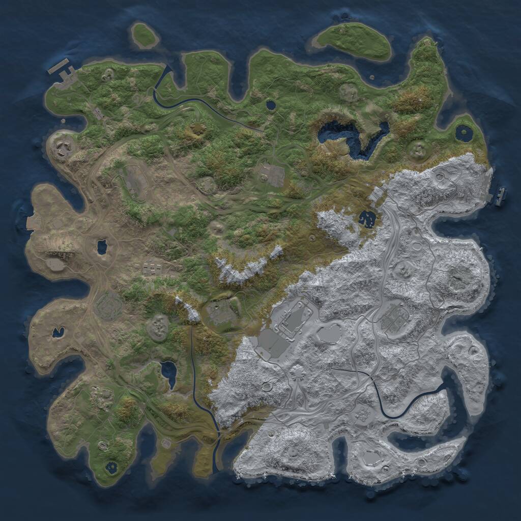 Rust Map: Procedural Map, Size: 4500, Seed: 494744183, 16 Monuments