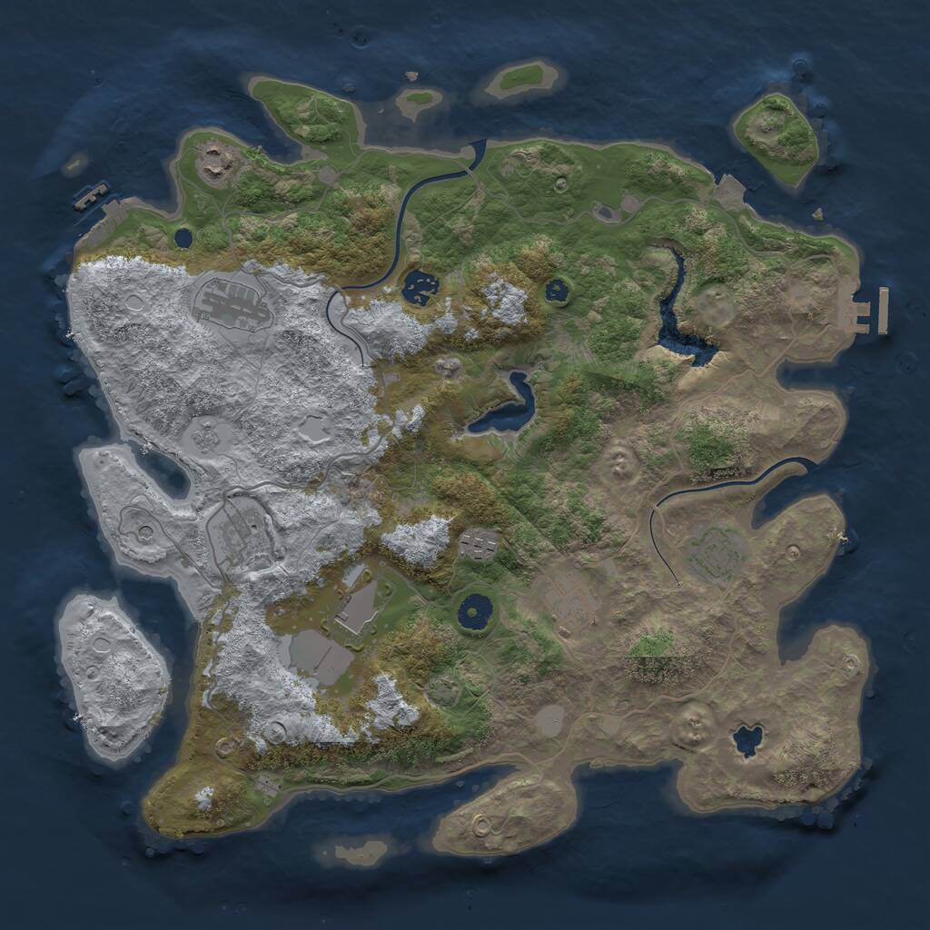 Rust Map: Procedural Map, Size: 4000, Seed: 120039832, 14 Monuments