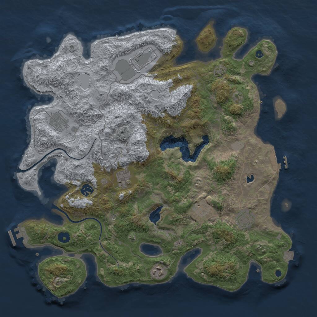 Rust Map: Procedural Map, Size: 4000, Seed: 8878, 13 Monuments