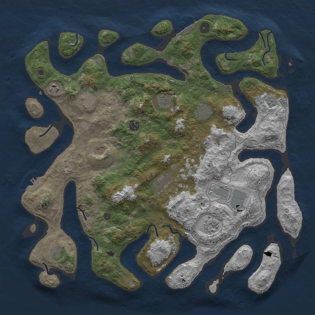 Rust Map: Procedural Map, Size: 4500, Seed: 987114064, 16 Monuments