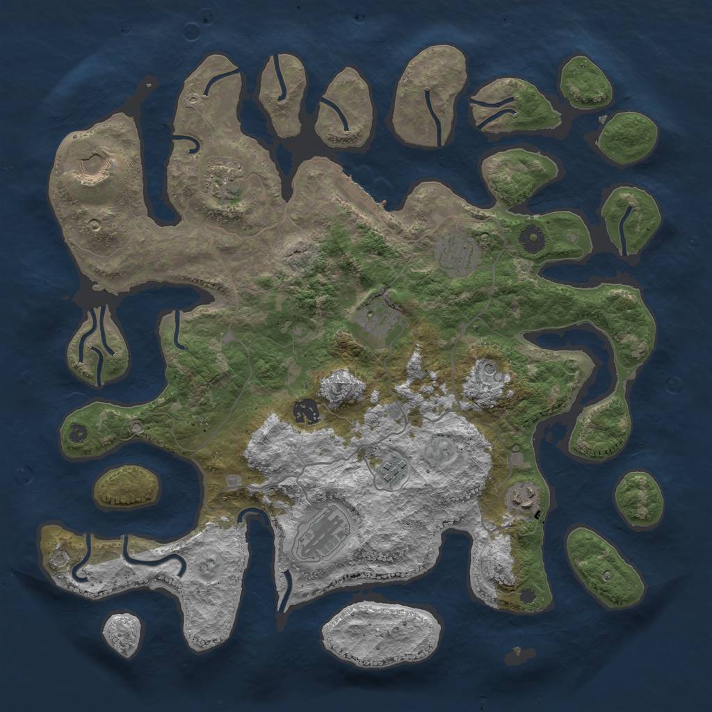 Rust Map: Procedural Map, Size: 4000, Seed: 25376241, 12 Monuments