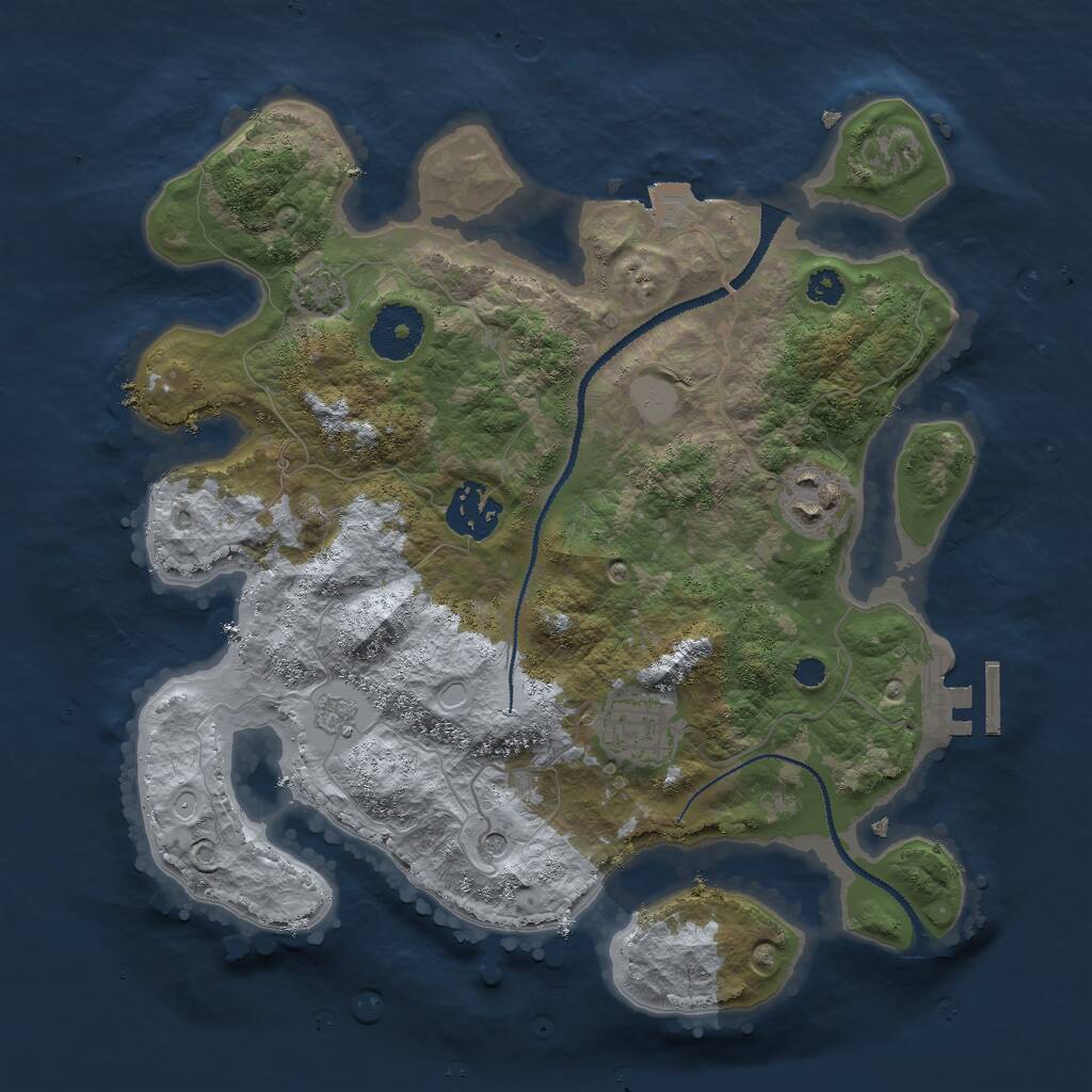 Rust Map: Procedural Map, Size: 3000, Seed: 218, 8 Monuments