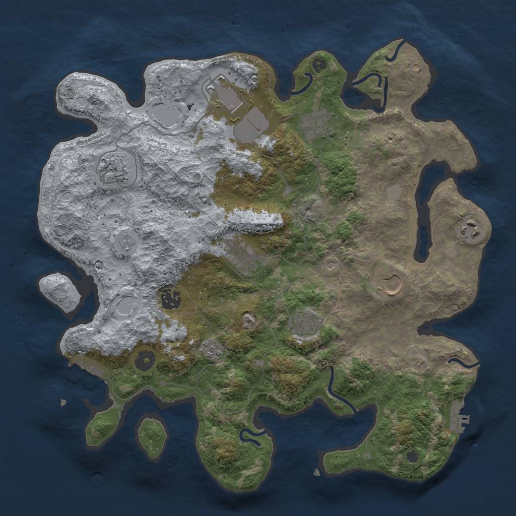 Rust Map: Procedural Map, Size: 3750, Seed: 618402801, 18 Monuments