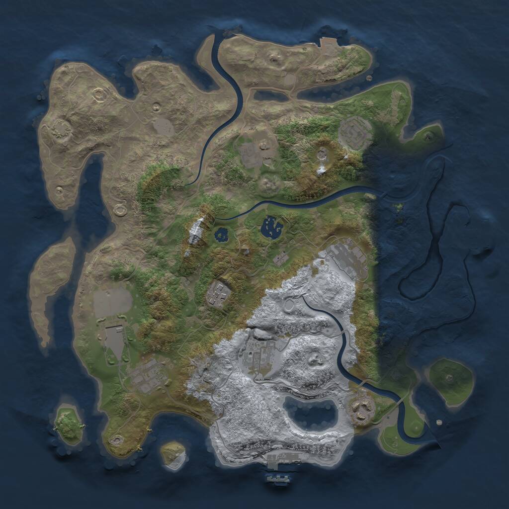Rust Map: Procedural Map, Size: 3500, Seed: 21242618, 14 Monuments