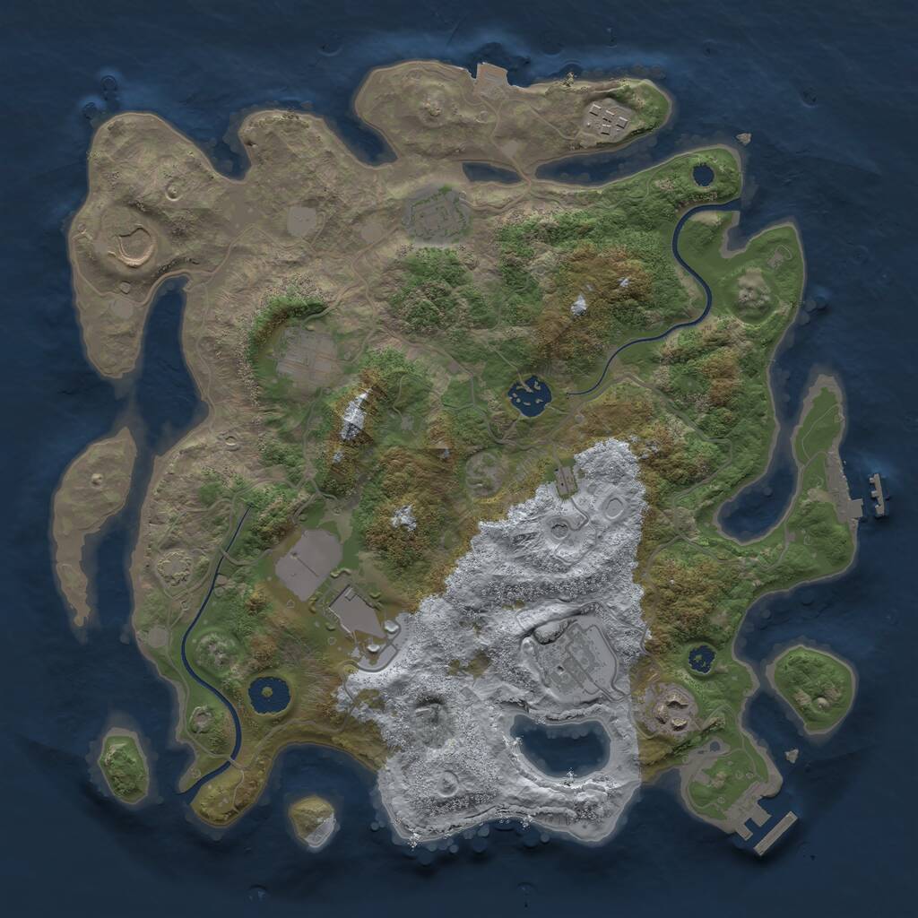 Rust Map: Procedural Map, Size: 3500, Seed: 21242618, 13 Monuments