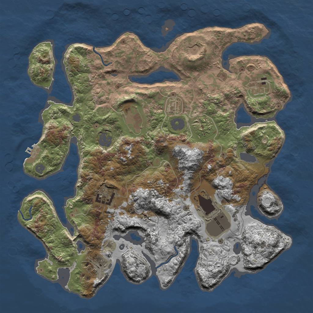 Rust Map: Procedural Map, Size: 3500, Seed: 666999666, 14 Monuments