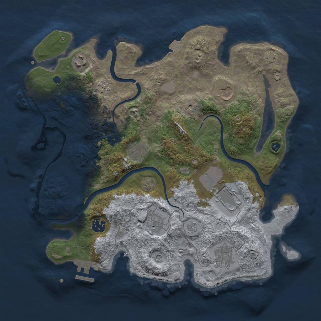 Rust Map: Procedural Map, Size: 3500, Seed: 666999666, 14 Monuments