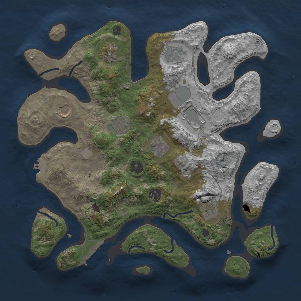 Rust Map: Procedural Map, Size: 3500, Seed: 1915082690, 16 Monuments