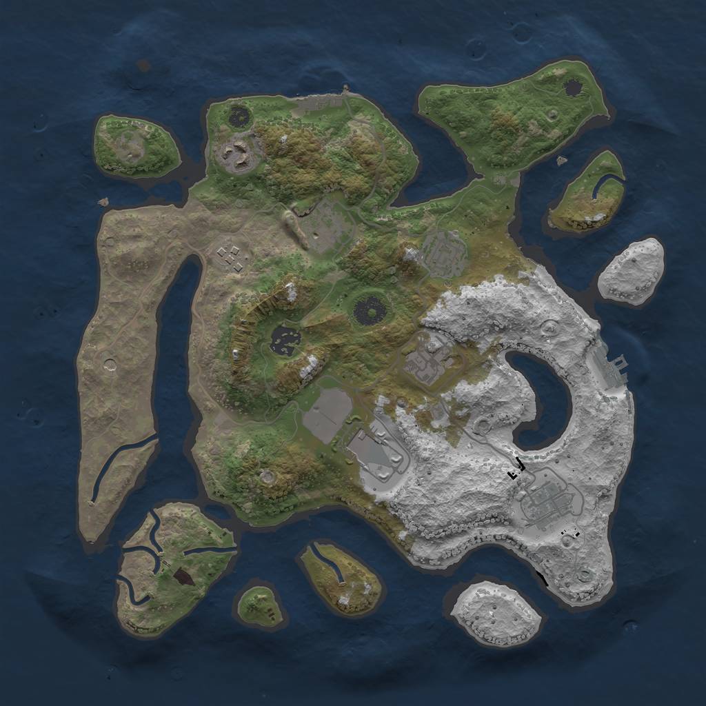 Rust Map: Procedural Map, Size: 3500, Seed: 826602, 13 Monuments