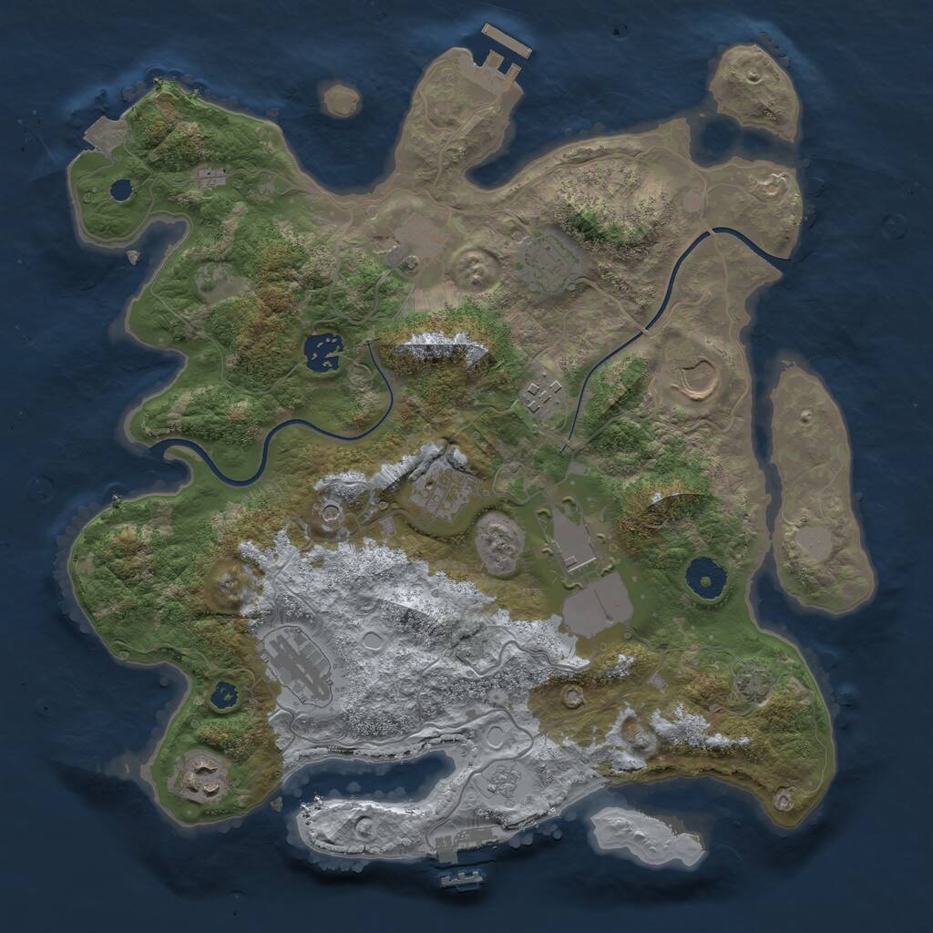 Rust Map: Procedural Map, Size: 3501, Seed: 14849, 15 Monuments