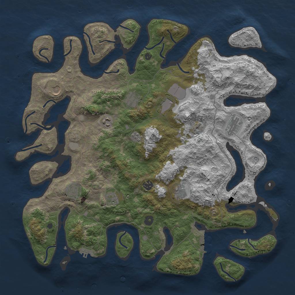 Rust Map: Procedural Map, Size: 4500, Seed: 68714, 18 Monuments