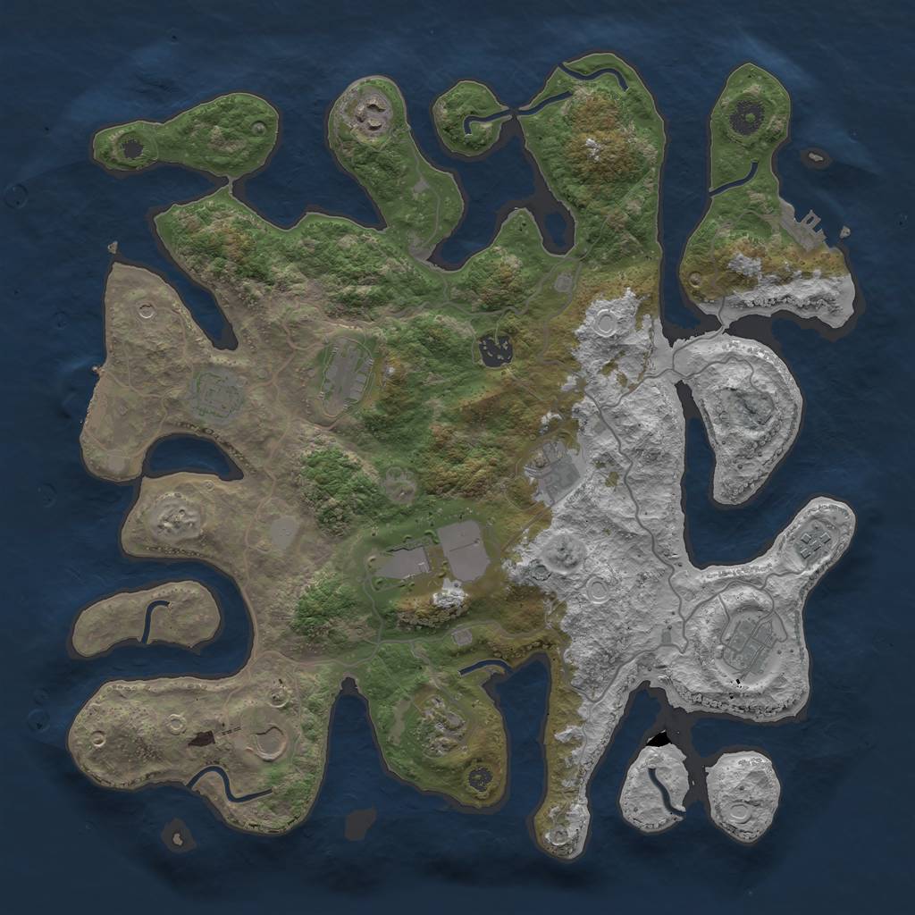 Rust Map: Procedural Map, Size: 4000, Seed: 993861, 18 Monuments