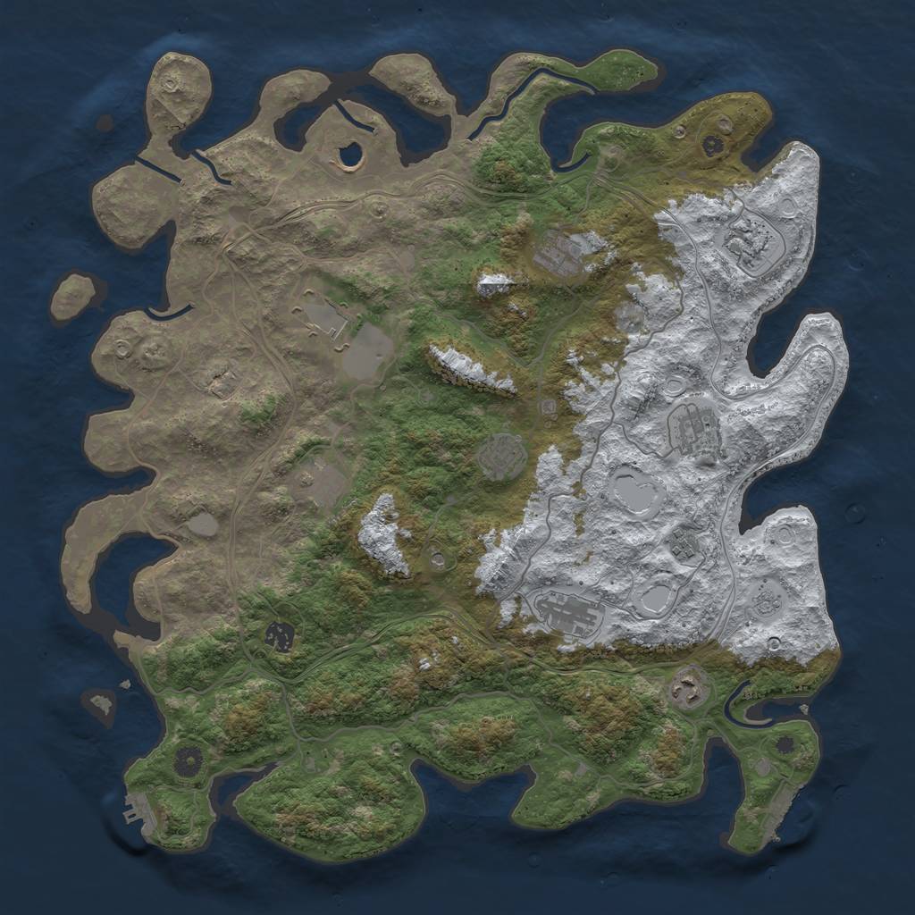 Rust Map: Procedural Map, Size: 4500, Seed: 3033, 20 Monuments