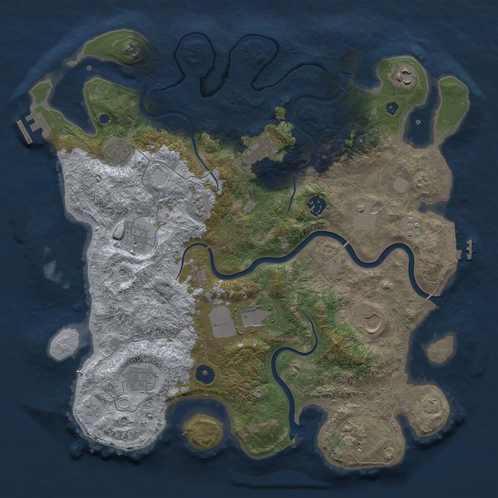 Rust Map: Procedural Map, Size: 3995, Seed: 100, 17 Monuments