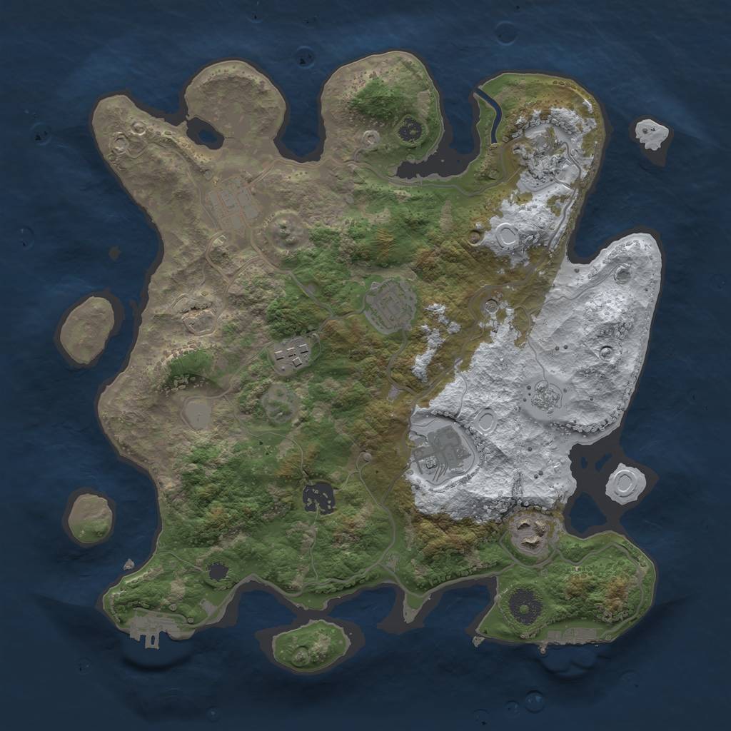 Rust Map: Procedural Map, Size: 3250, Seed: 492180980, 16 Monuments
