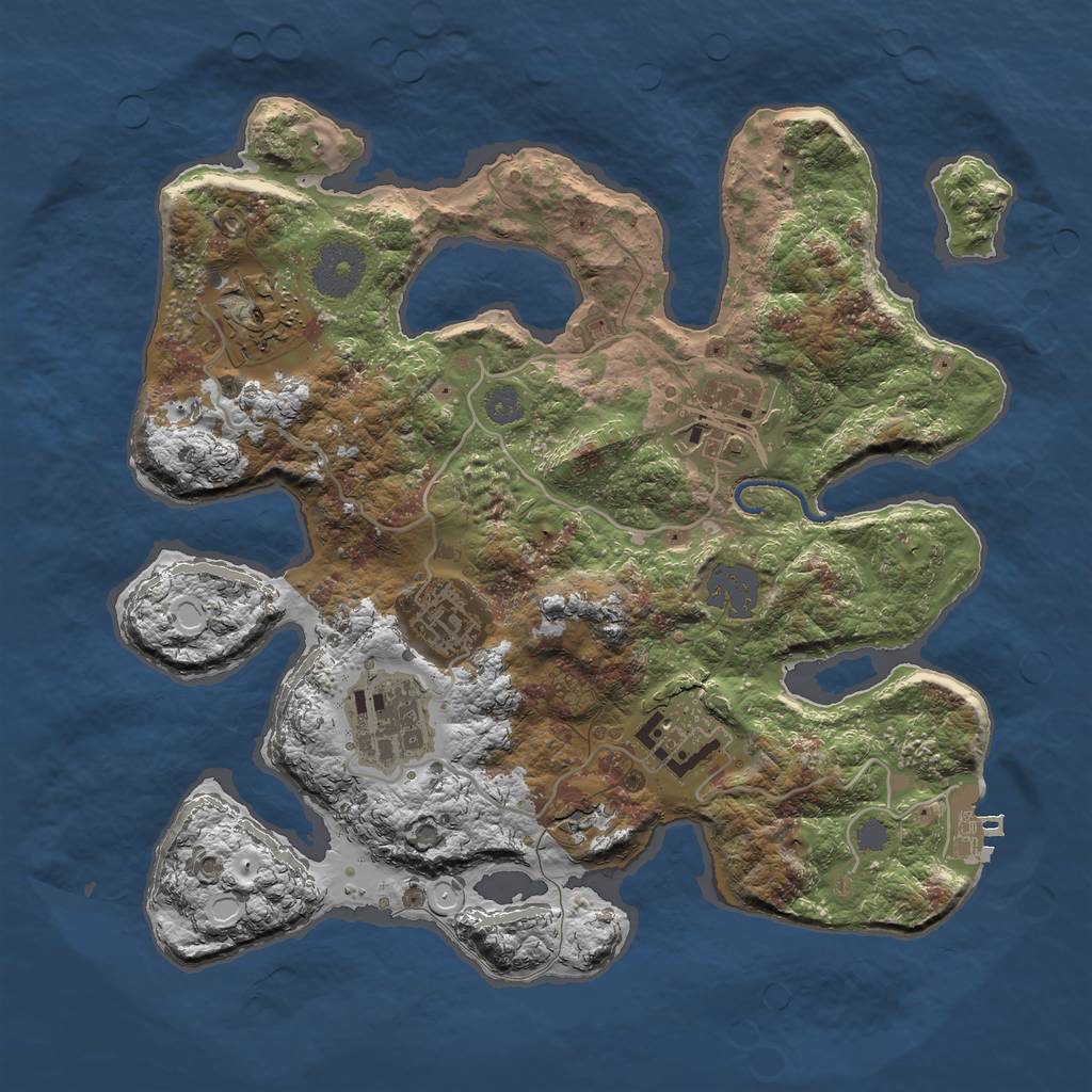 Rust Map: Procedural Map, Size: 3000, Seed: 2408491, 11 Monuments