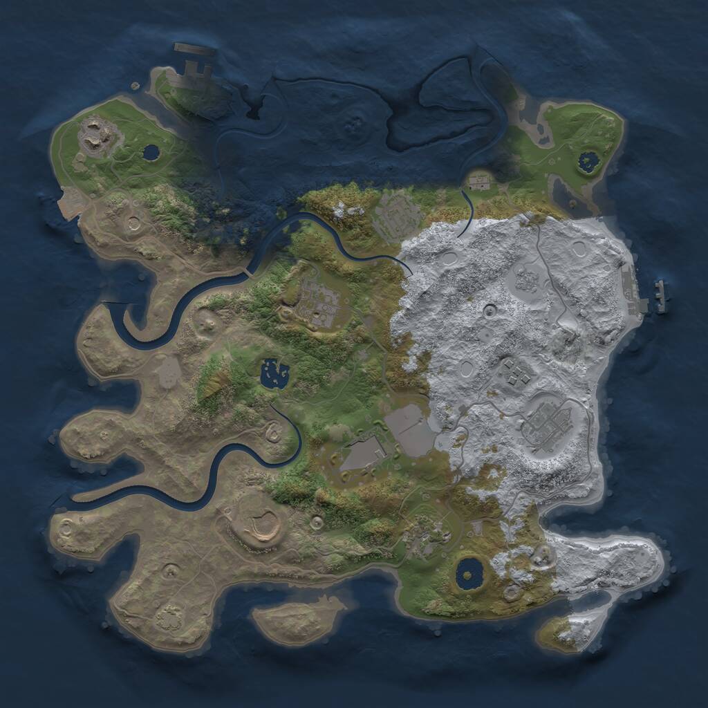 Rust Map: Procedural Map, Size: 3500, Seed: 44784572, 15 Monuments
