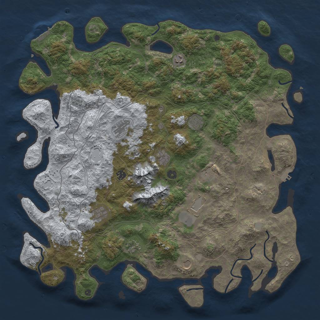 Rust Map: Procedural Map, Size: 5000, Seed: 1896710549, 20 Monuments