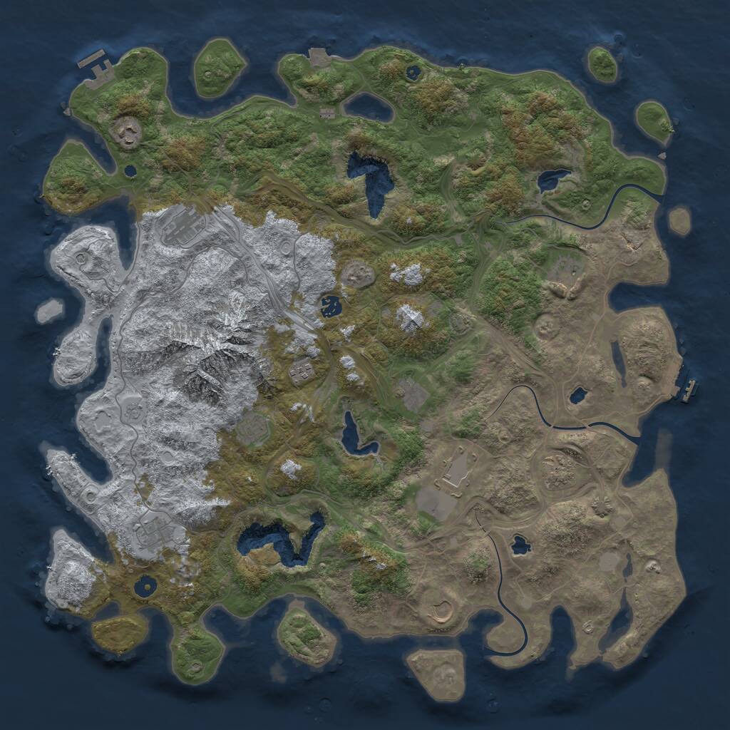 Rust Map: Procedural Map, Size: 5000, Seed: 1896710549, 17 Monuments