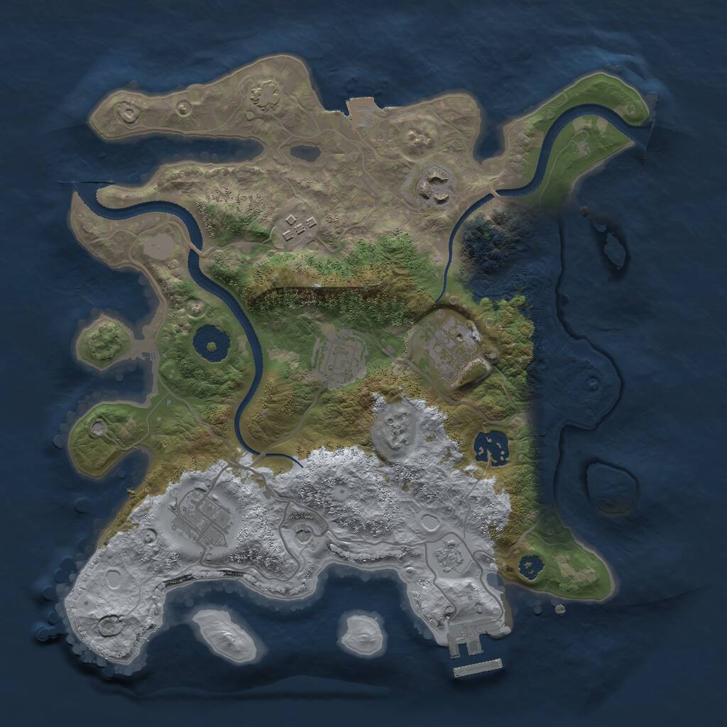 Rust Map: Procedural Map, Size: 3000, Seed: 5632551, 11 Monuments