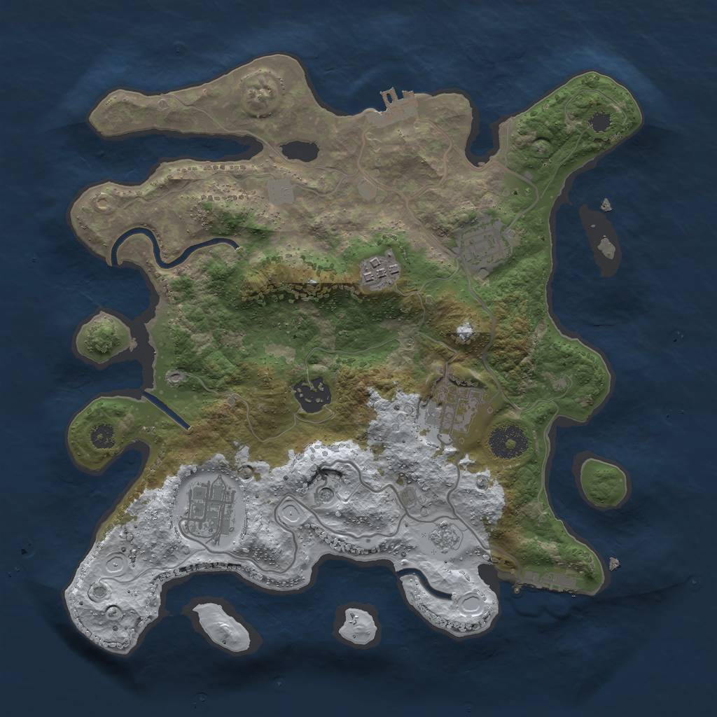Rust Map: Procedural Map, Size: 3000, Seed: 5632551, 14 Monuments