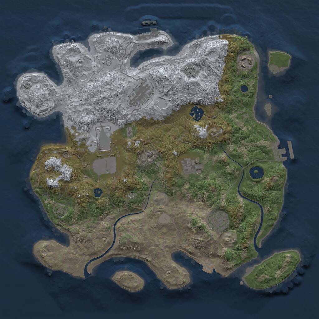 Rust Map: Procedural Map, Size: 3500, Seed: 1618108546, 13 Monuments
