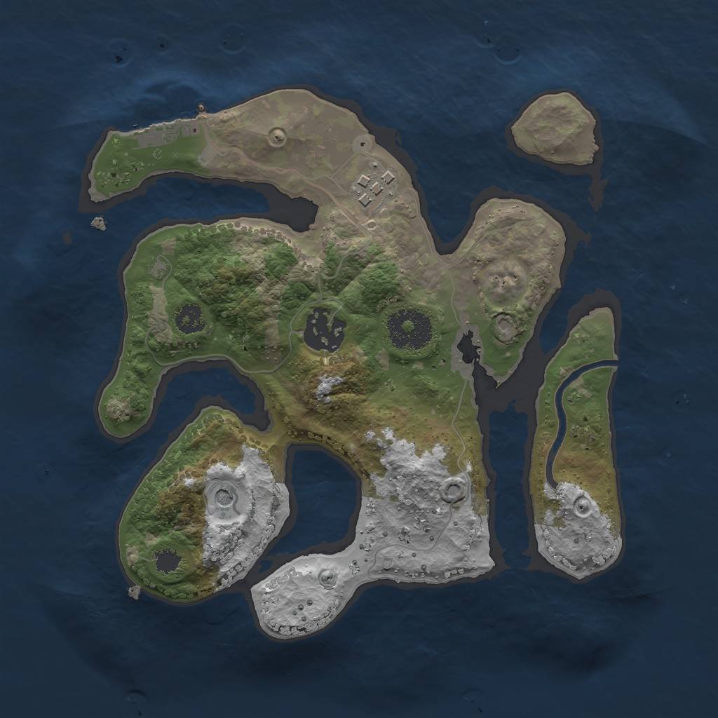 Rust Map: Procedural Map, Size: 2500, Seed: 23576, 6 Monuments