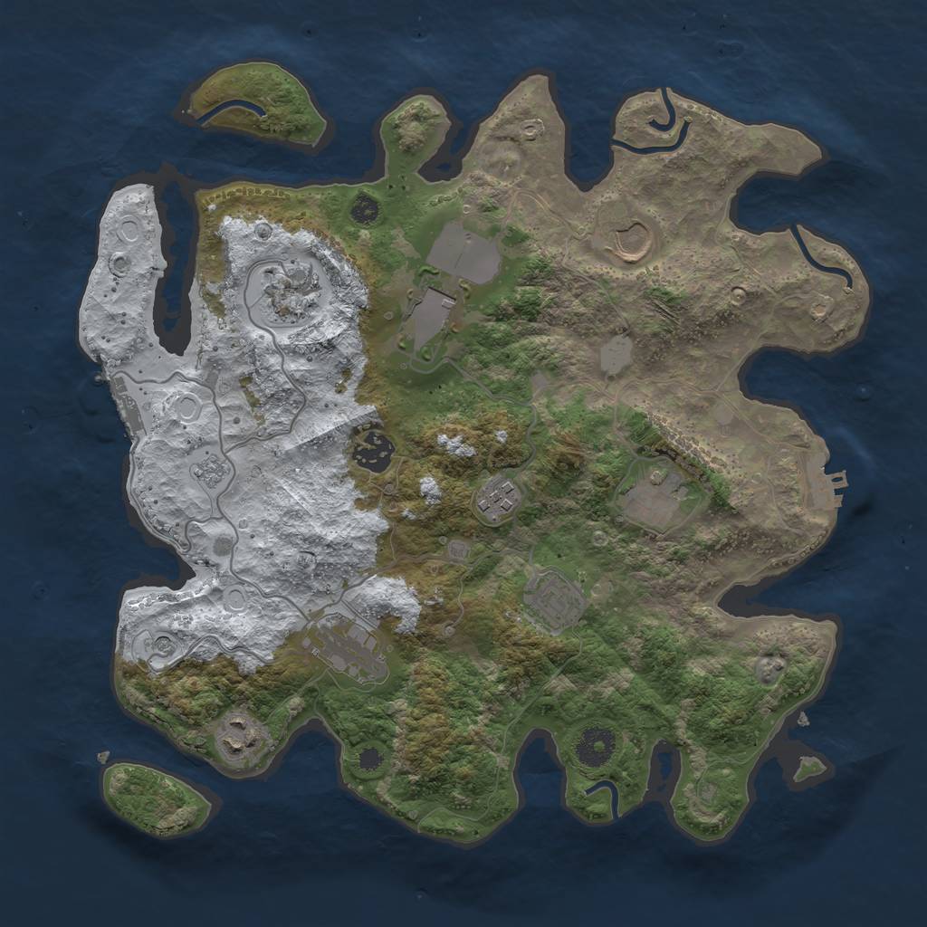 Rust Map: Procedural Map, Size: 3500, Seed: 1706079338, 18 Monuments