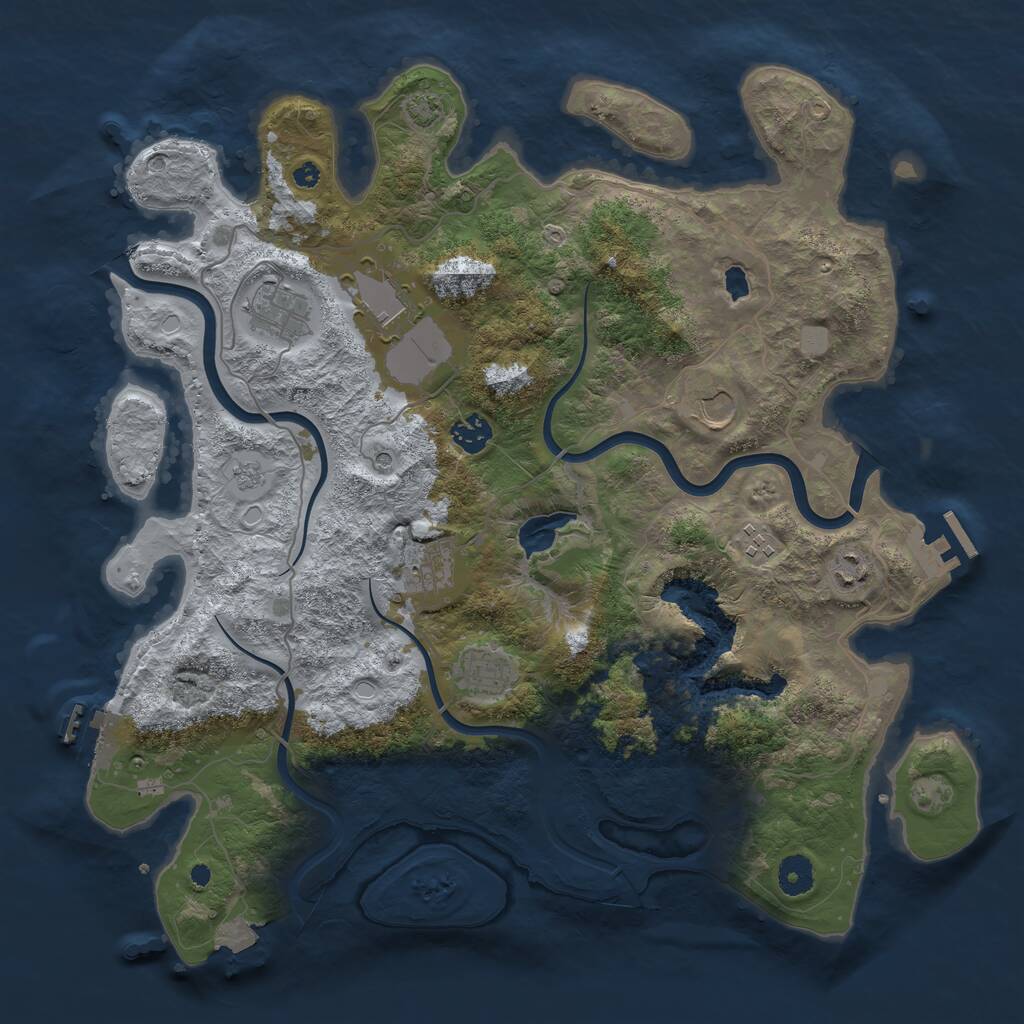 Rust Map: Procedural Map, Size: 4000, Seed: 650717, 14 Monuments