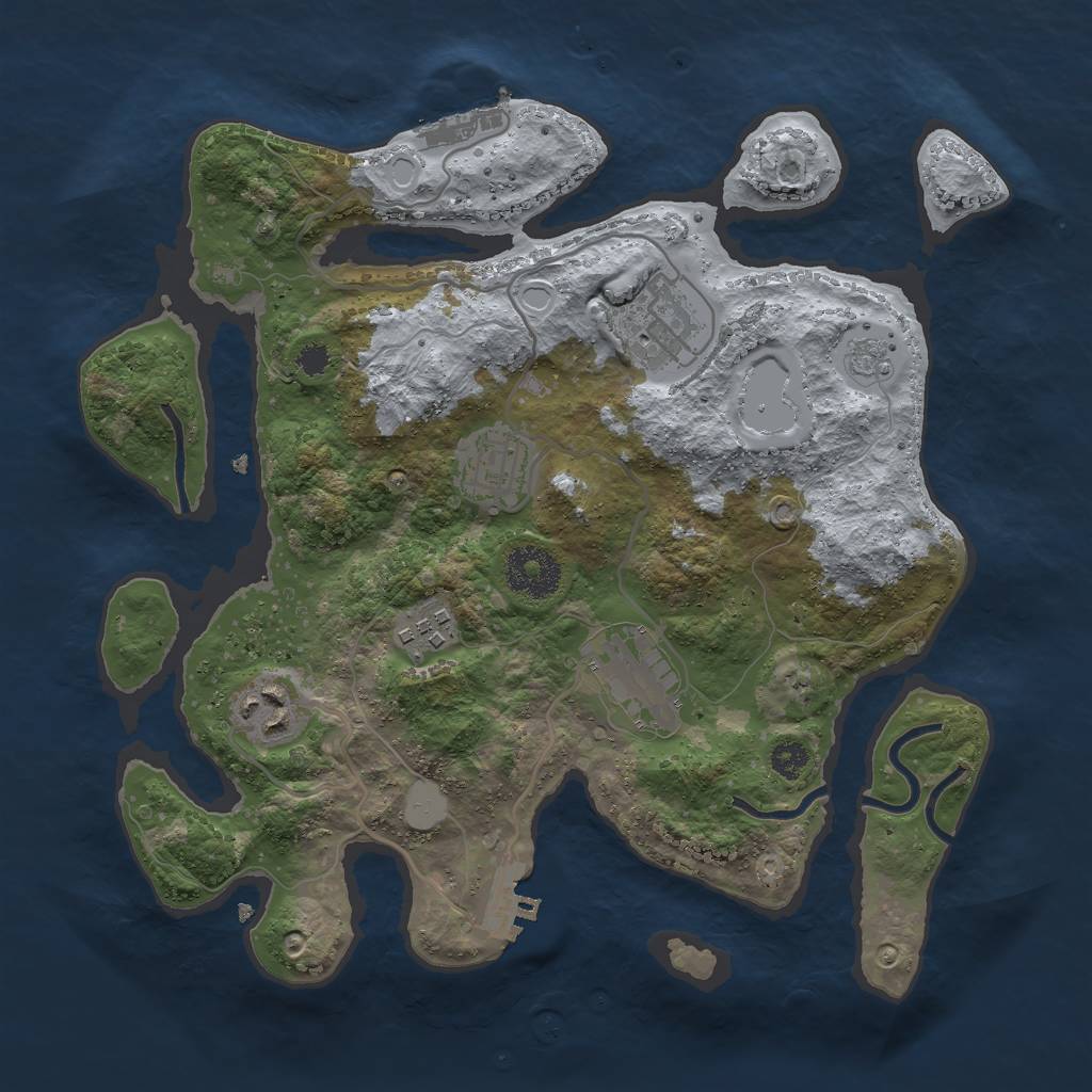 Rust Map: Procedural Map, Size: 3000, Seed: 478555, 13 Monuments