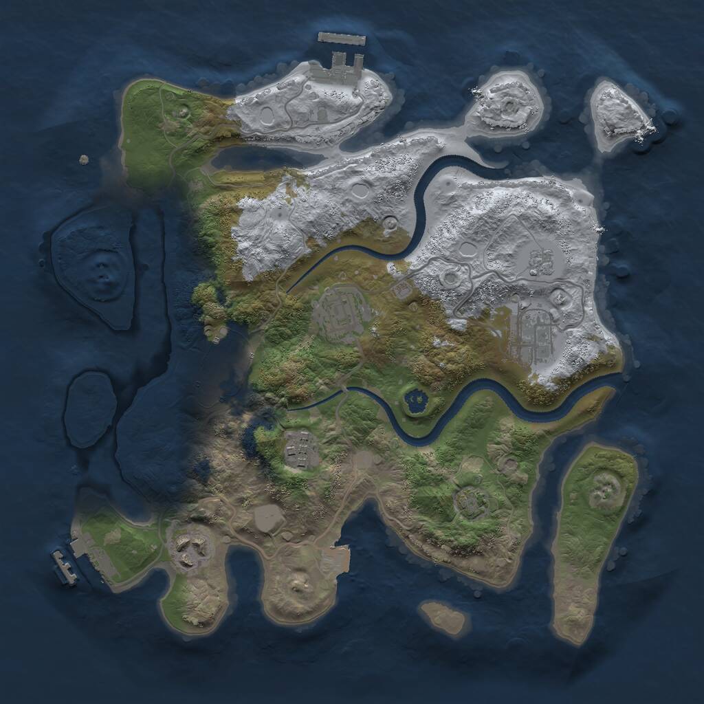 Rust Map: Procedural Map, Size: 3000, Seed: 478555, 10 Monuments