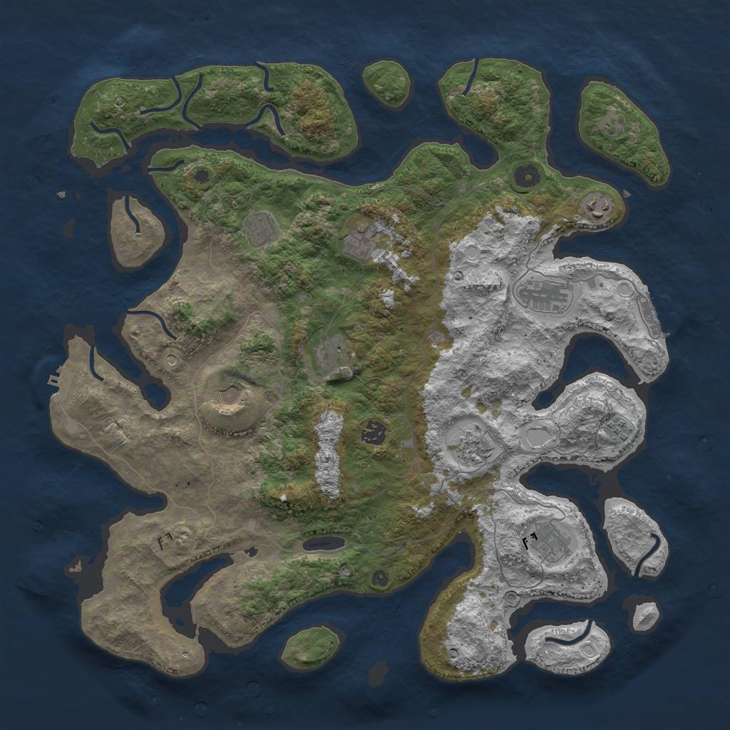 Rust Map: Procedural Map, Size: 4500, Seed: 666337, 21 Monuments