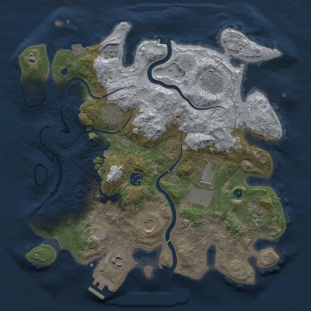 Rust Map: Procedural Map, Size: 3500, Seed: 12312, 13 Monuments
