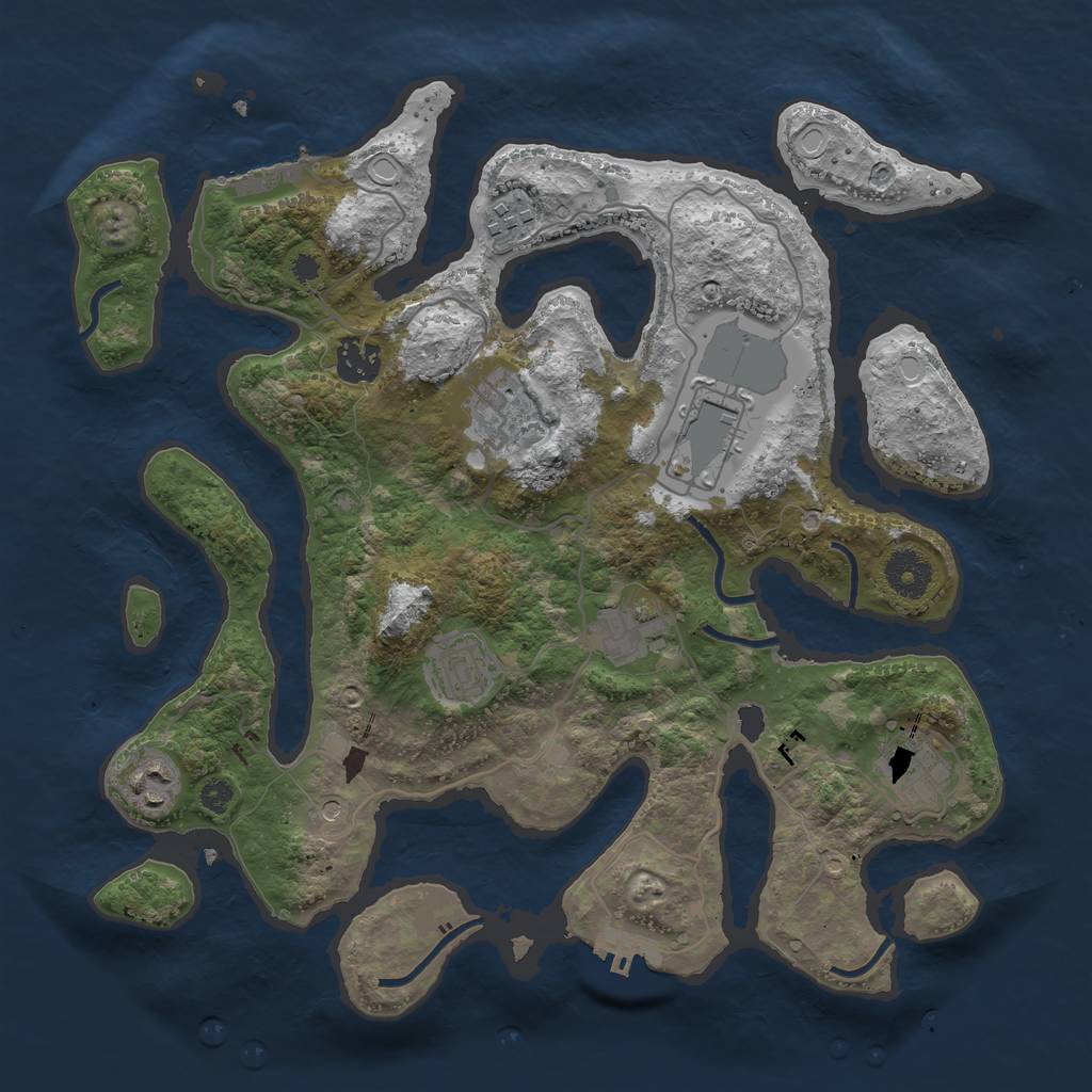 Rust Map: Procedural Map, Size: 3500, Seed: 12312, 19 Monuments