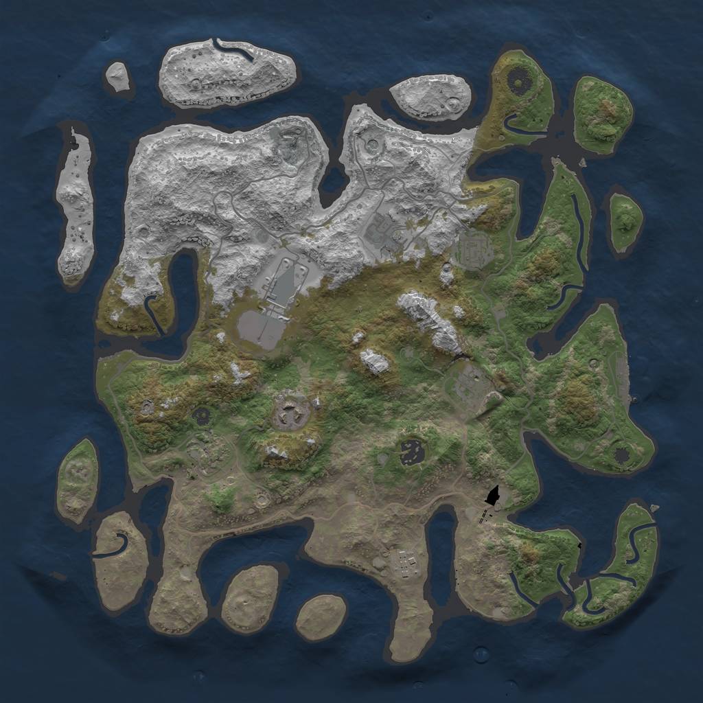 Rust Map: Procedural Map, Size: 4000, Seed: 2571323, 12 Monuments