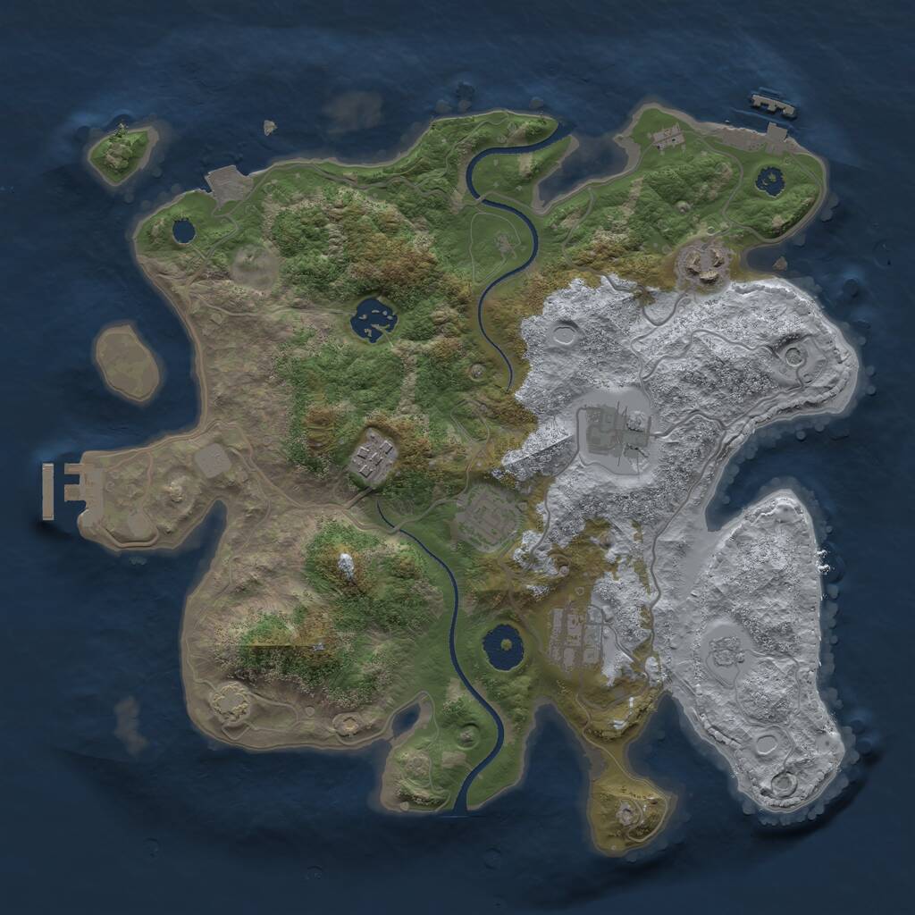 Rust Map: Procedural Map, Size: 3250, Seed: 6445221, 12 Monuments