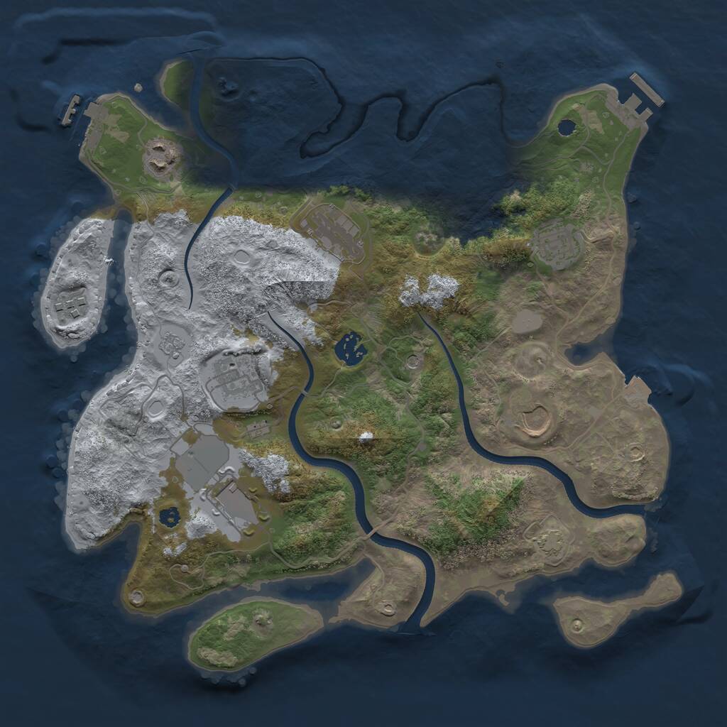 Rust Map: Procedural Map, Size: 3500, Seed: 843287819, 14 Monuments