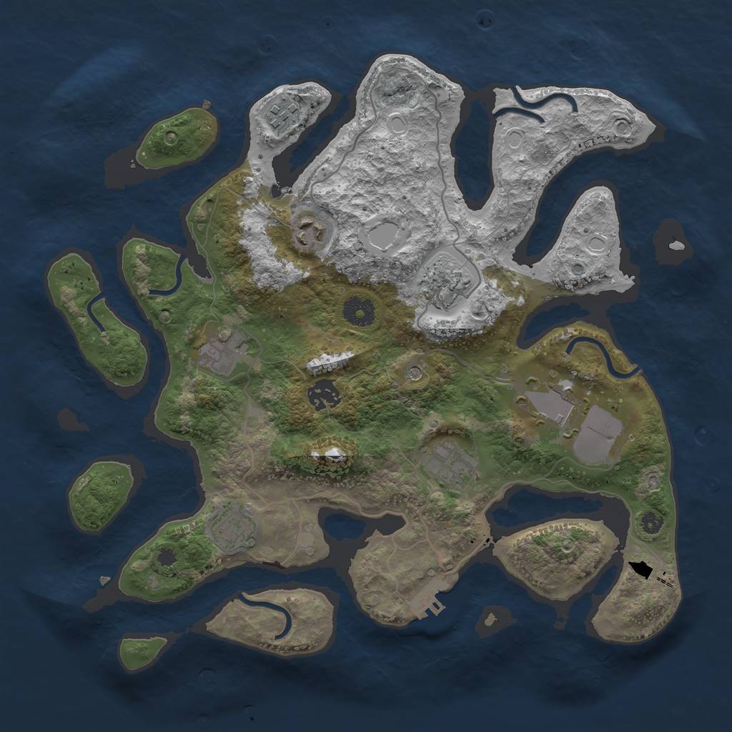 Rust Map: Procedural Map, Size: 3500, Seed: 349429235, 18 Monuments