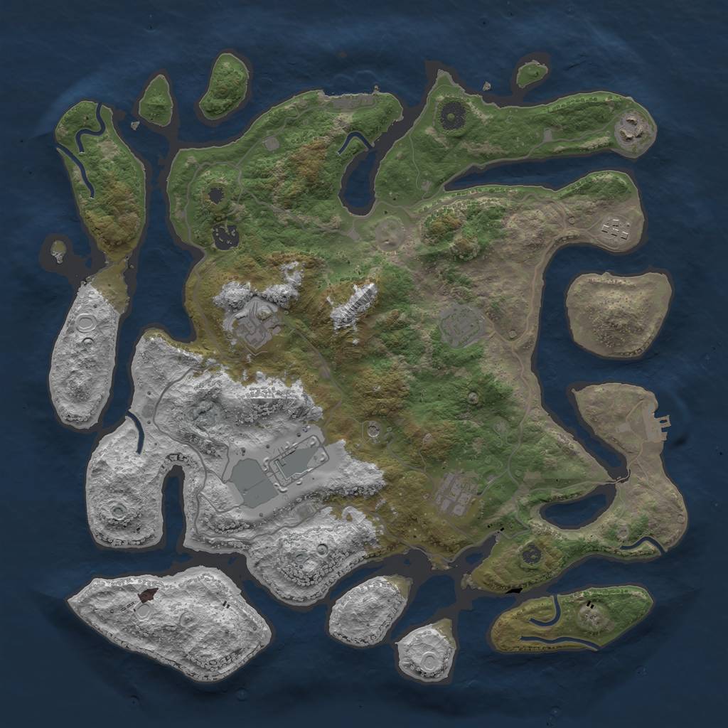 Rust Map: Procedural Map, Size: 4000, Seed: 853920994, 18 Monuments