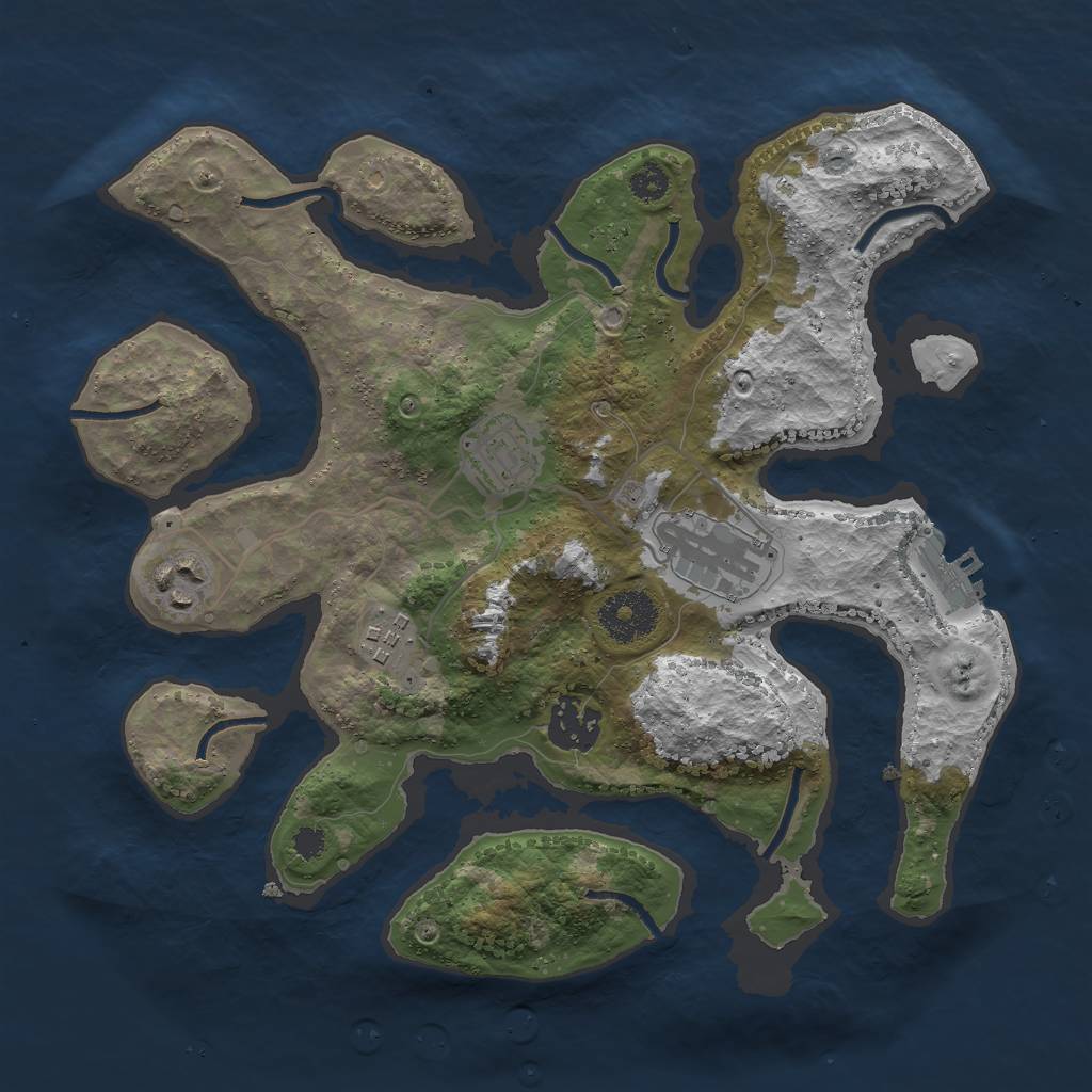 Rust Map: Procedural Map, Size: 3000, Seed: 758773614, 8 Monuments