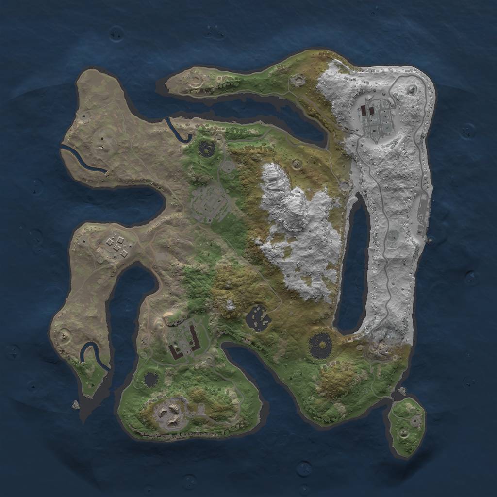 Rust Map: Procedural Map, Size: 3000, Seed: 737755174, 9 Monuments