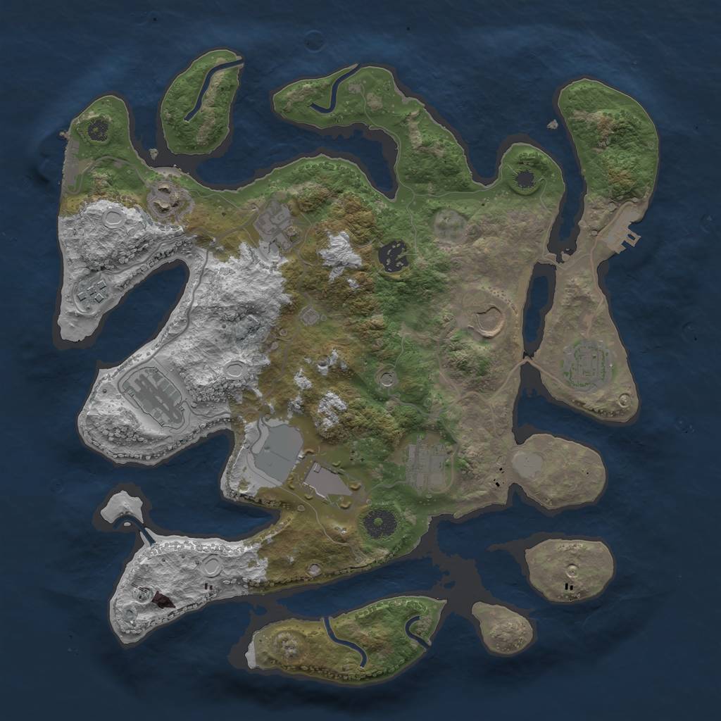 Rust Map: Procedural Map, Size: 3500, Seed: 1964, 17 Monuments