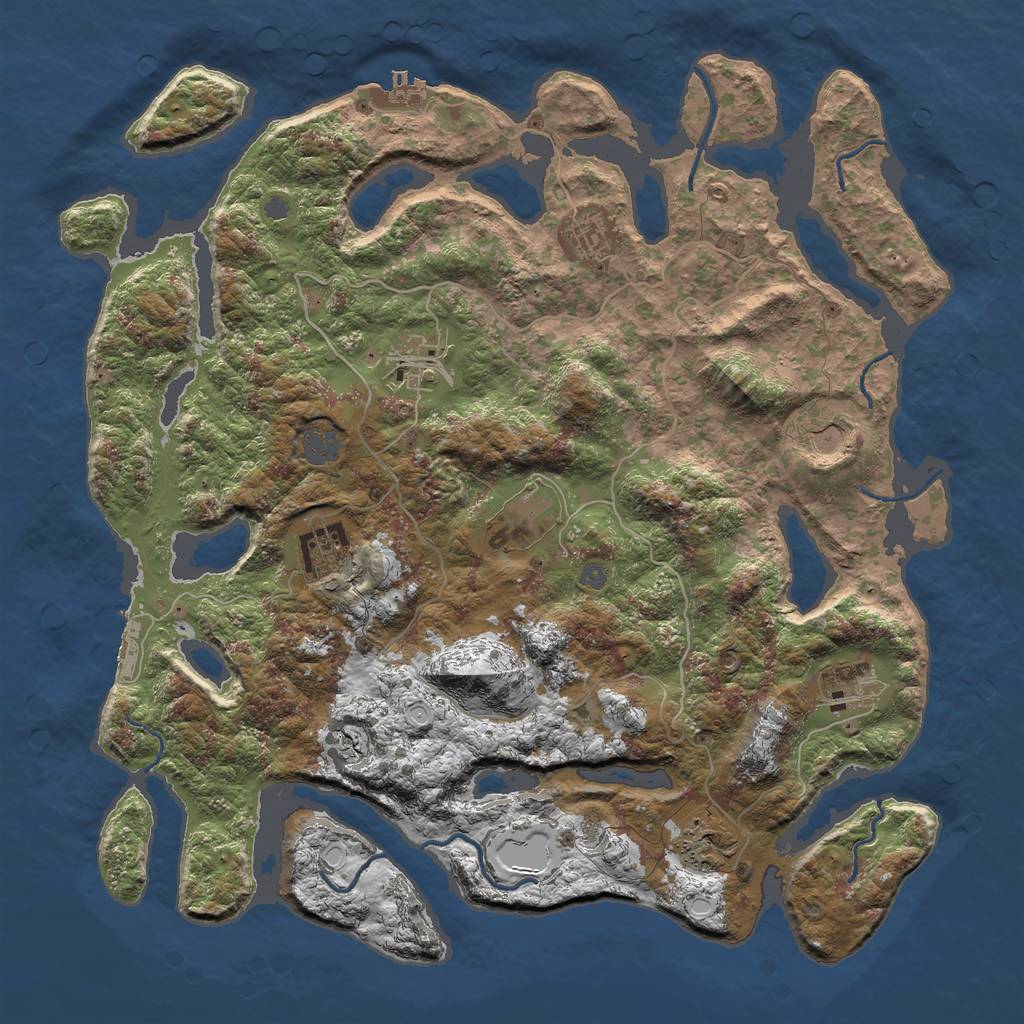 Rust Map: Procedural Map, Size: 4000, Seed: 19830828, 14 Monuments