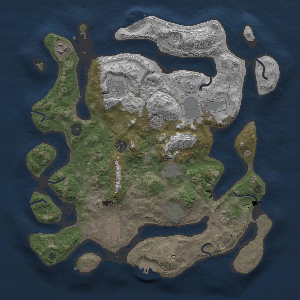 Rust Map: Procedural Map, Size: 3743, Seed: 13825, 14 Monuments