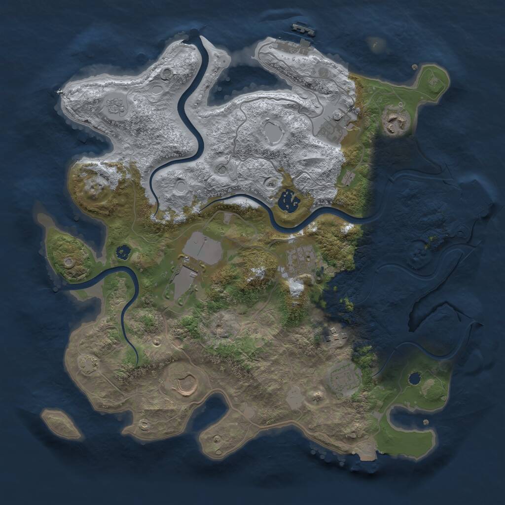 Rust Map: Procedural Map, Size: 3500, Seed: 4333, 14 Monuments