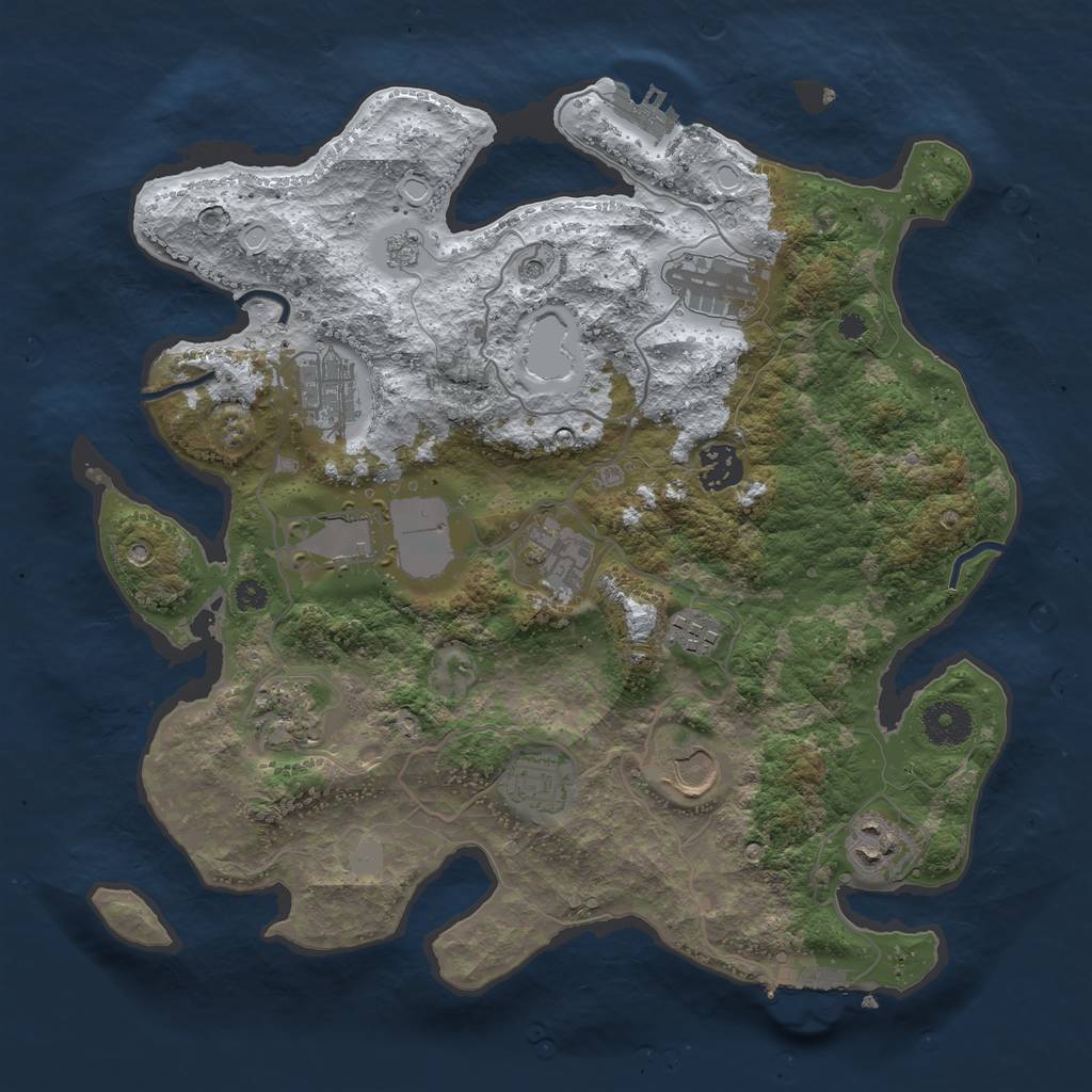 Rust Map: Procedural Map, Size: 3500, Seed: 4333, 19 Monuments