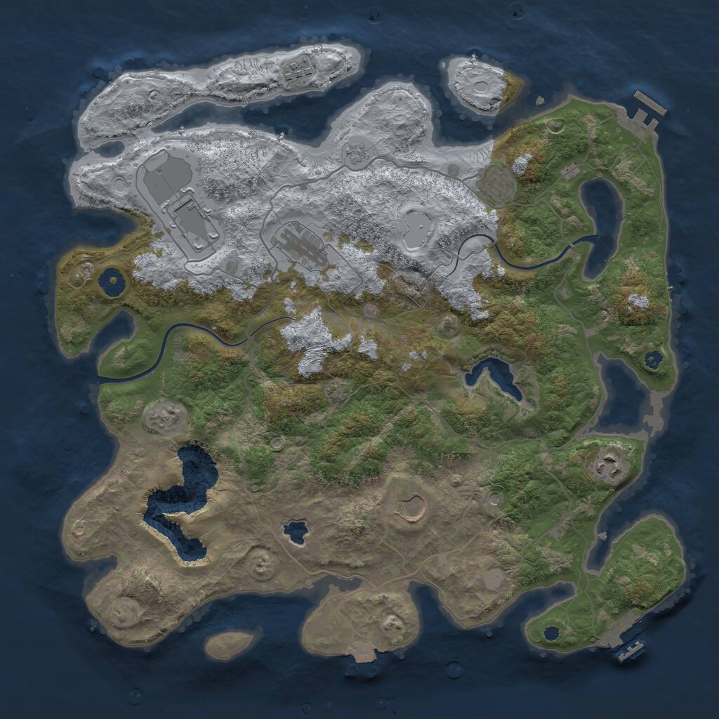 Rust Map: Procedural Map, Size: 4000, Seed: 4833882, 12 Monuments