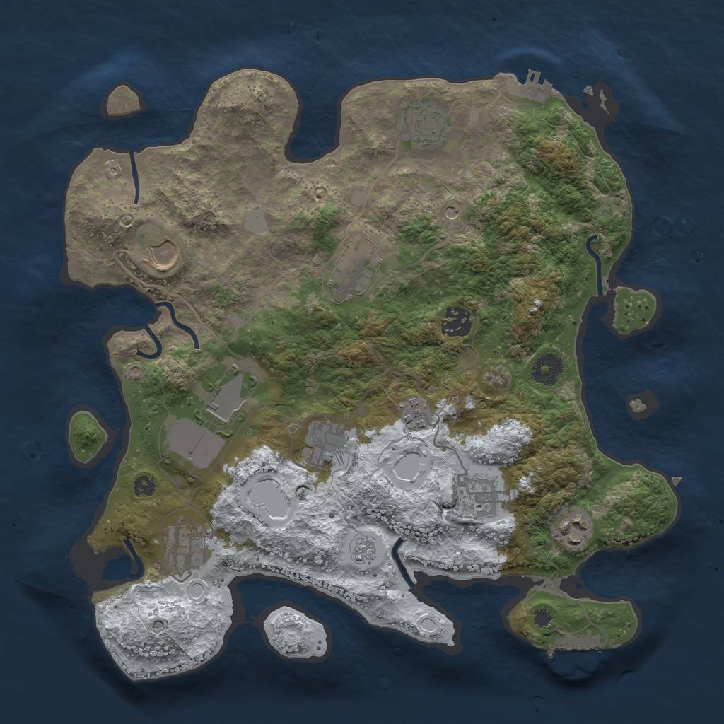 Rust Map: Procedural Map, Size: 3500, Seed: 263267, 19 Monuments